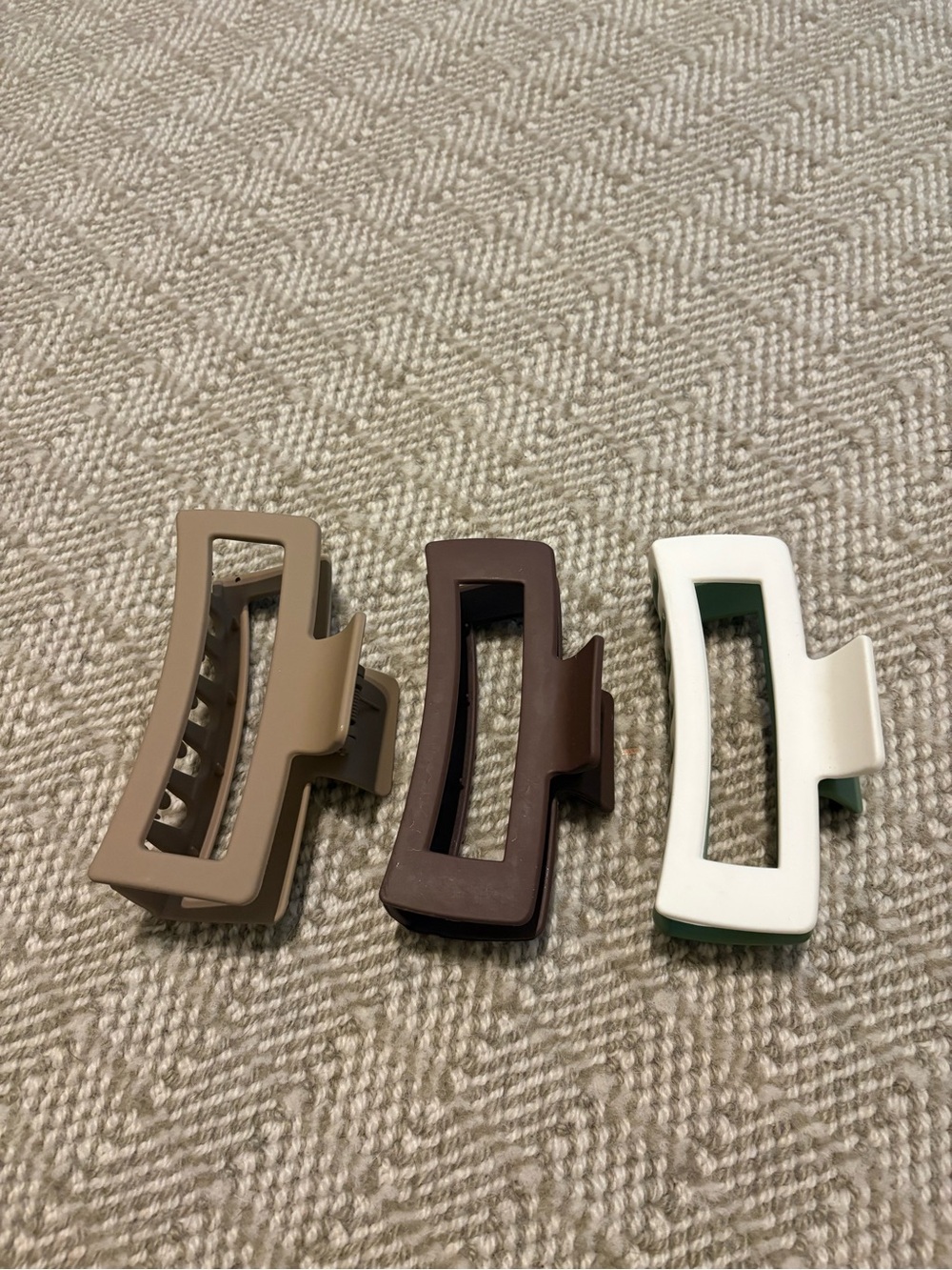 Neutral Tone Rectangle Hair Claw Clips - Pack of 3
